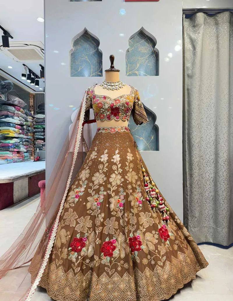 4 Meter Flared Jimmy Chu Fabric Lehenga with Can-Can & Canvas Layers