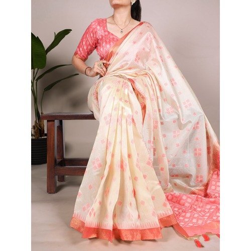 "Designer Jacquard Silk Saree Featuring Patola Print & Intricate Zari Work"