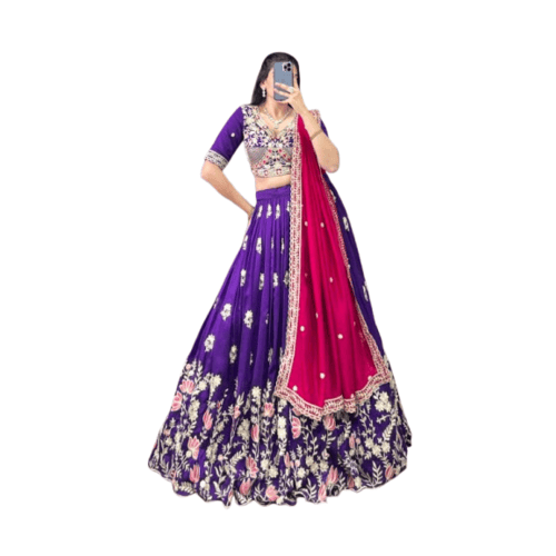 pattu pavada style lehenga for women