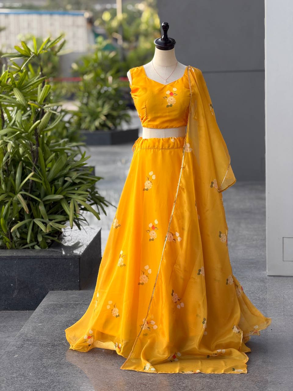 Elegant Jimmy Organza Silk Lehenga Set with Digital Print & 8 Meter Flair