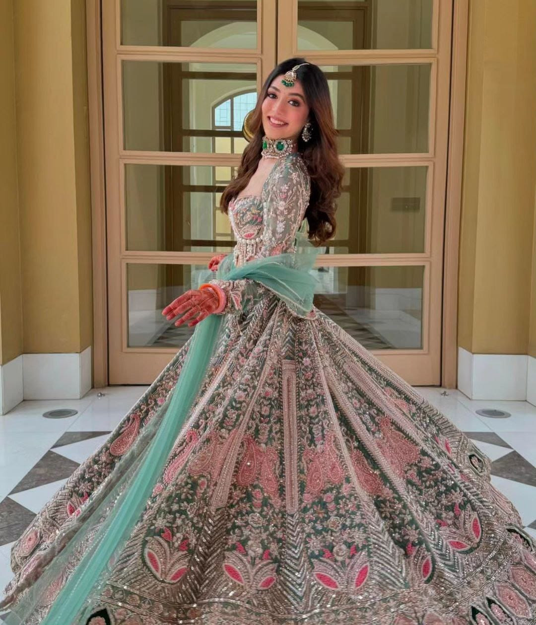 Premium Kasturi Silk Embroidered Lehenga Choli with Heavy Hand Pearl Work & Net Dupatta
