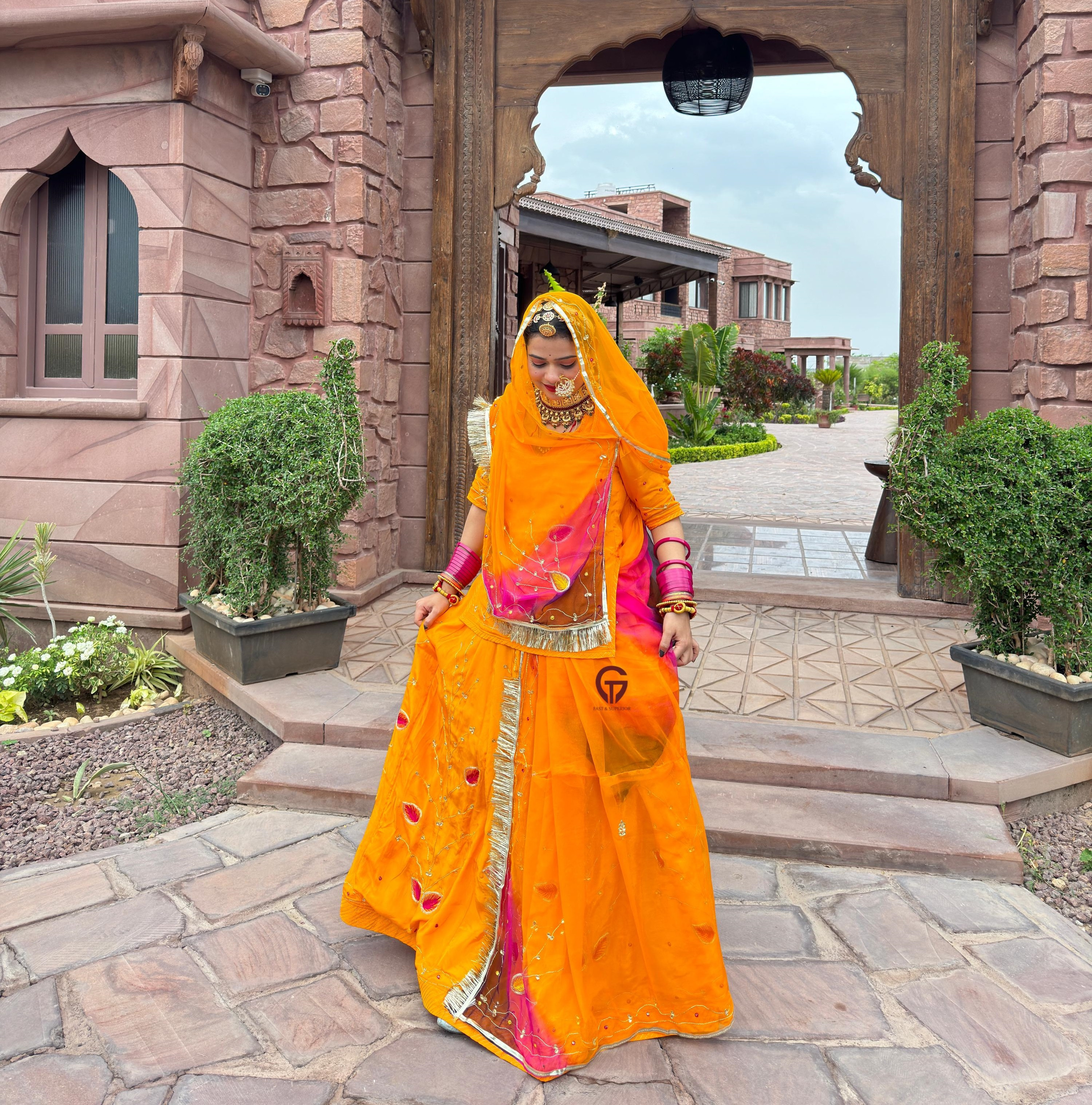 Natural Crepe Latest Design Partywear With Aree Touch Poshak