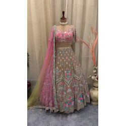Real Mirror 3.5 Meter Flared Lehenga with Can-Can & Canvas Layers – Glamorous Semi-Stitched Set with Blouse & Dupatta