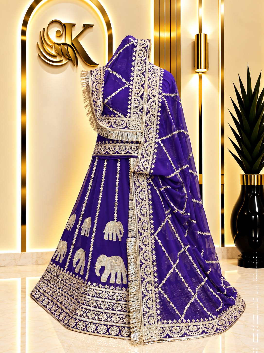 Vintage Half Pure Rajputi Poshak – 4 Meter Lehenga with Chapat Zari & Sequin Work