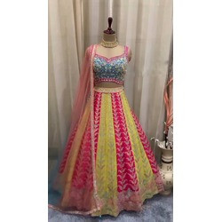 3.5 Meter Flared Fox Georgette Lehenga with Sequins Embroidery