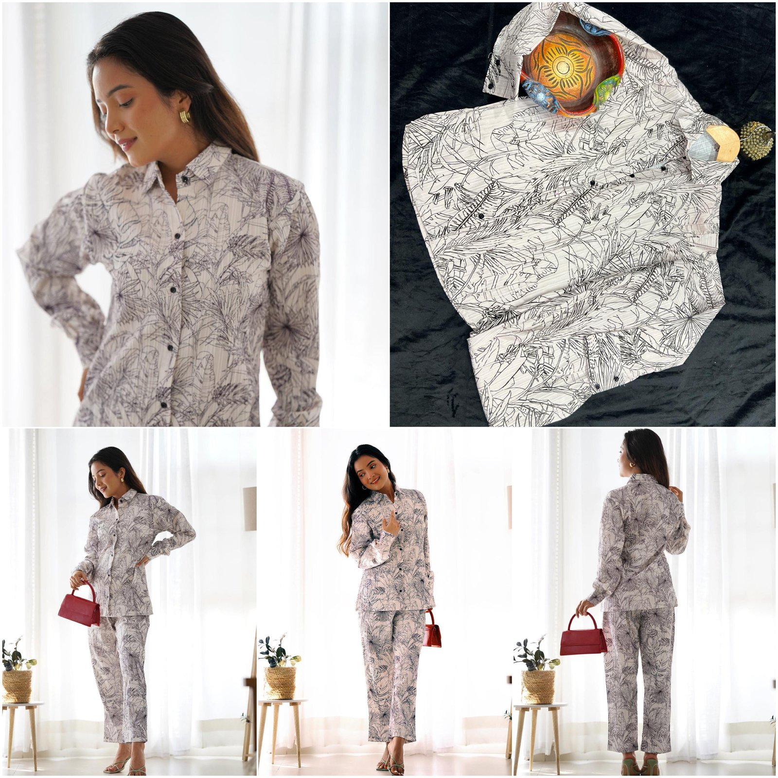 Satin Digital Print Co-Ord Set – Ready to Wear & Stylish