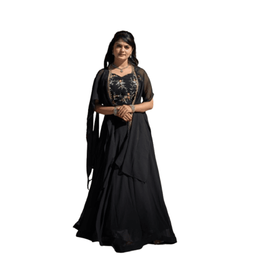 Trendy design black lehenga with koti for women