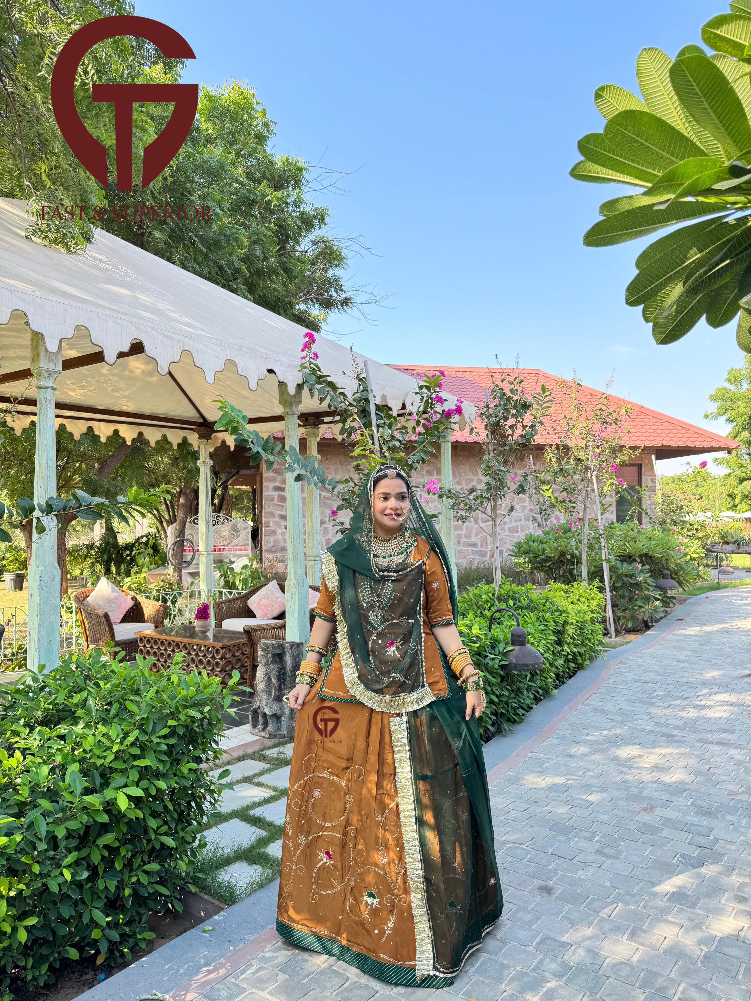 Elegant Partywear High-quality important (Natural) Crape Sout Rajputi Poshak