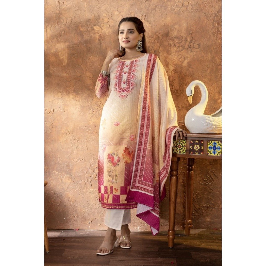 Pakistani Suit – Digital Prints, Sequin Embroidery & Lace Detailing | 3-Piece Set