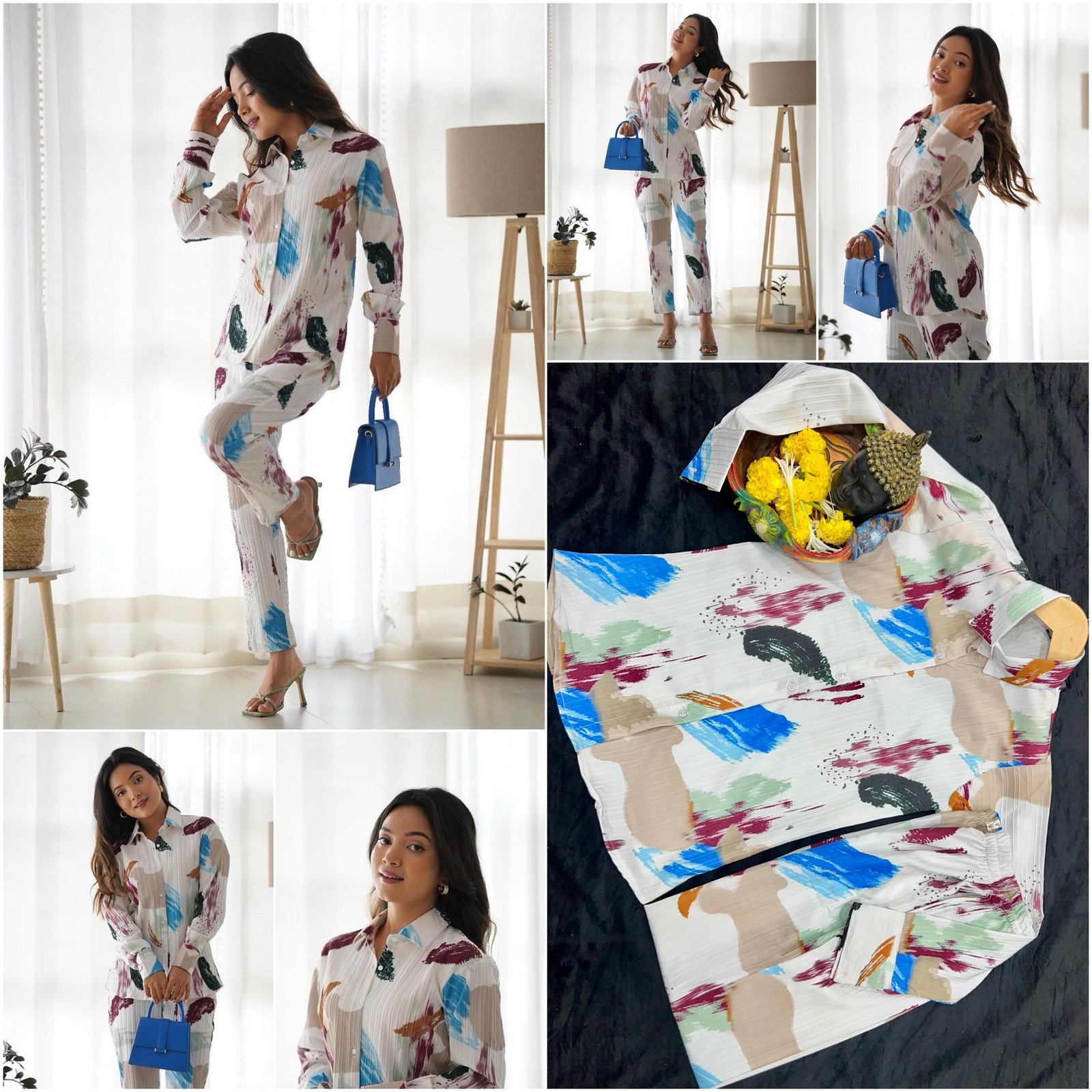Premium Satin Digital Print Co-Ord Set For Women – Ready to Wear