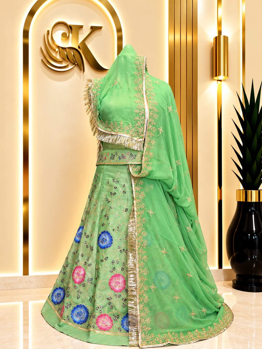Frendy Silk Rajputi Poshak with Brush Paint Zari & Sequence Work