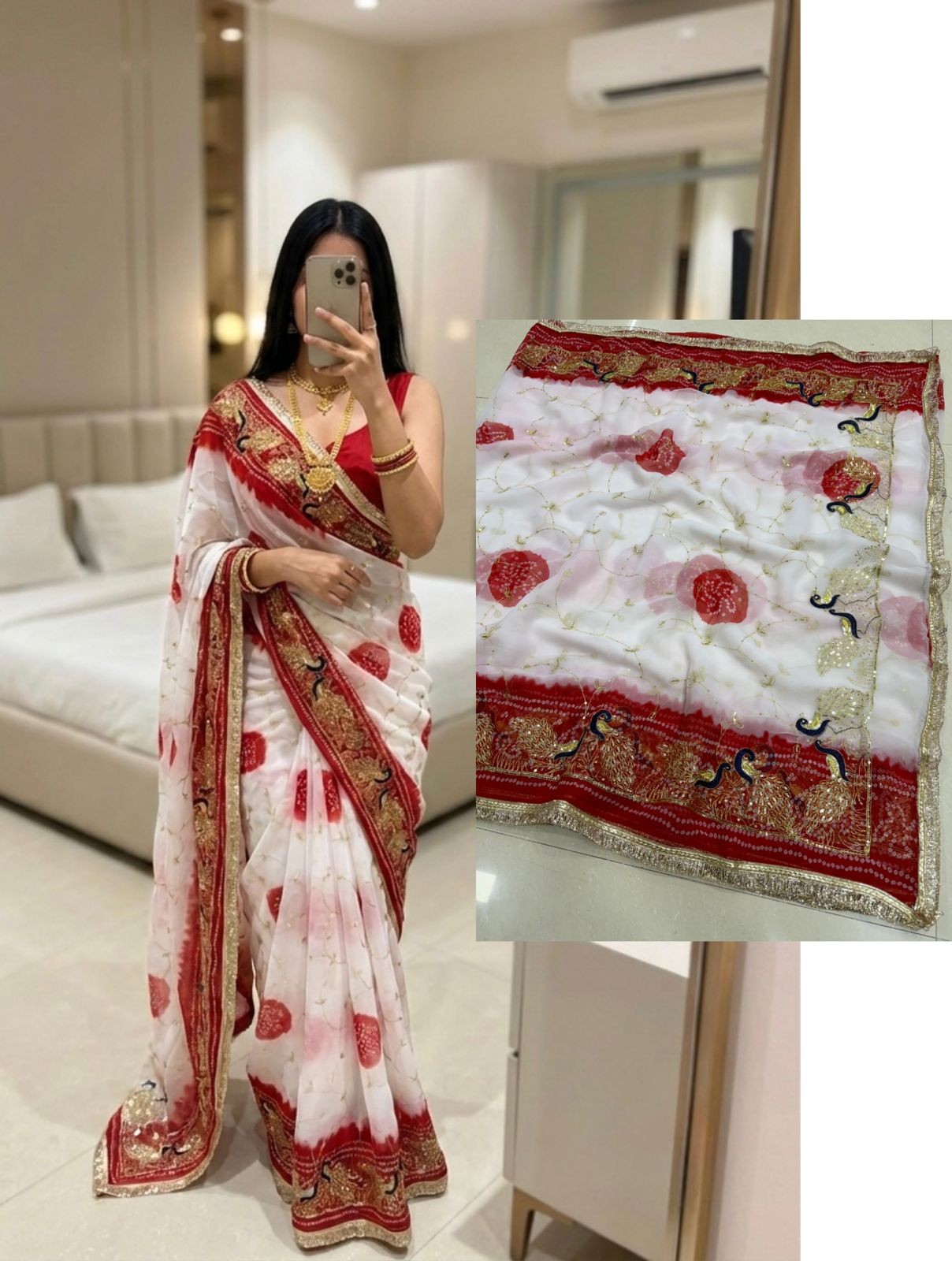Premium Pecock Faganiya Royal Georgette Saree with Elegant Sequence Work