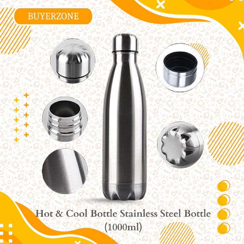 1000ml Stainless Steel Hot & Cool Water Bottle - Insulated, Durable, Leak-Proof