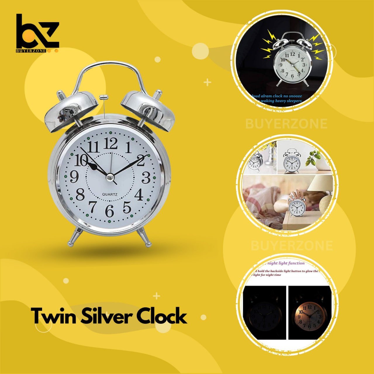 Twin Silver Clock
