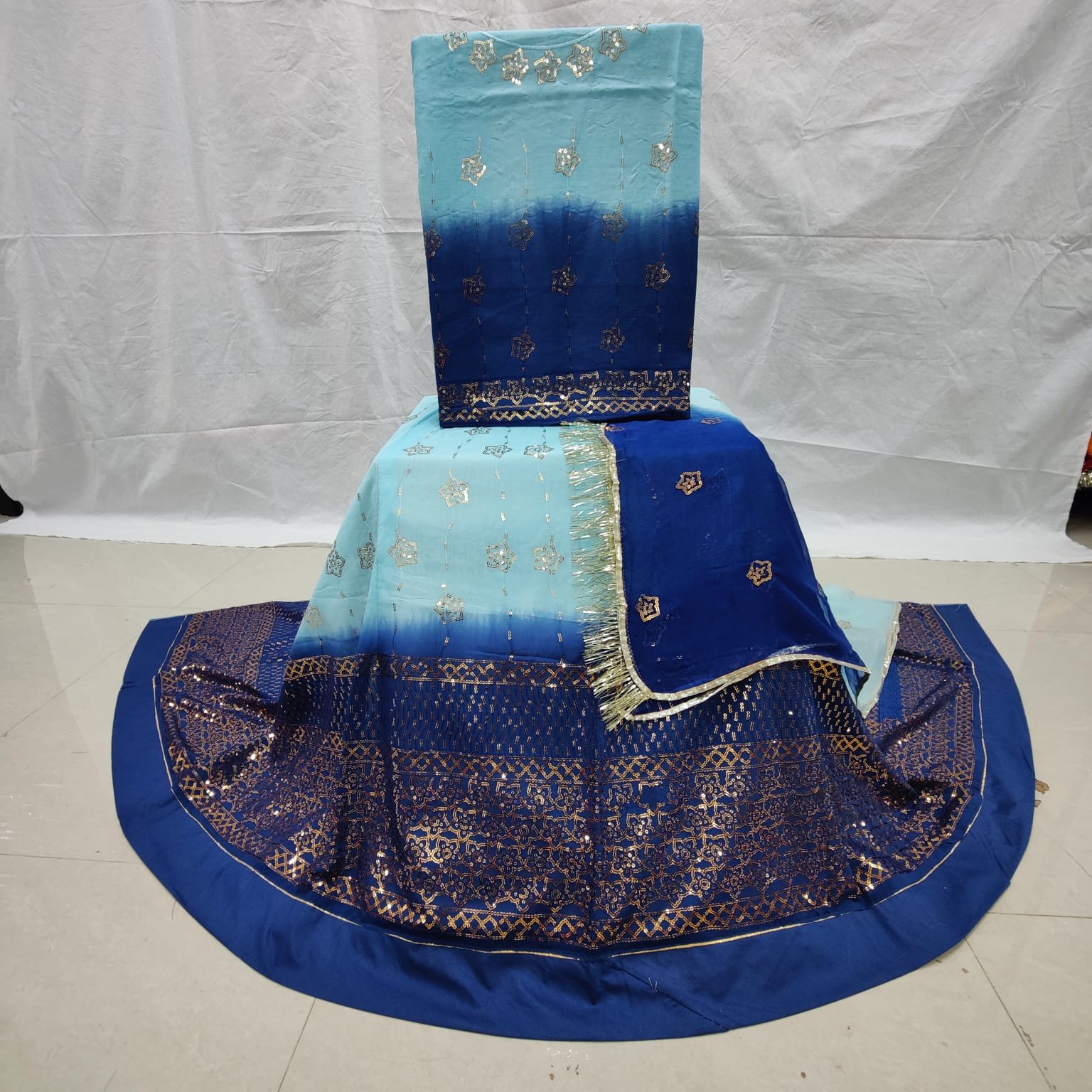 Heavy cotton chanderi shaded Poshak