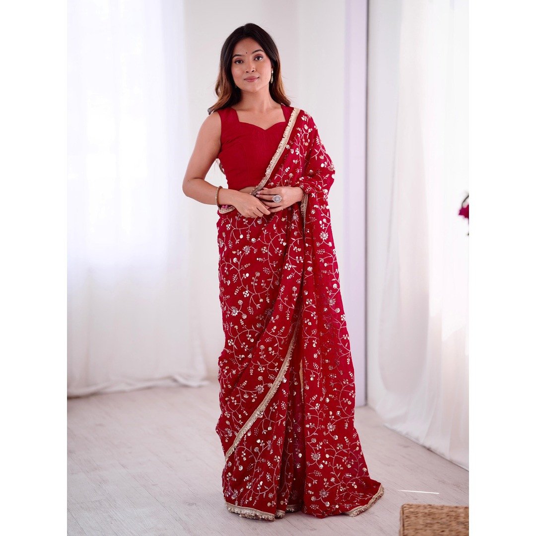 Karwa Chauth Spacial Red Colour Saree For Women