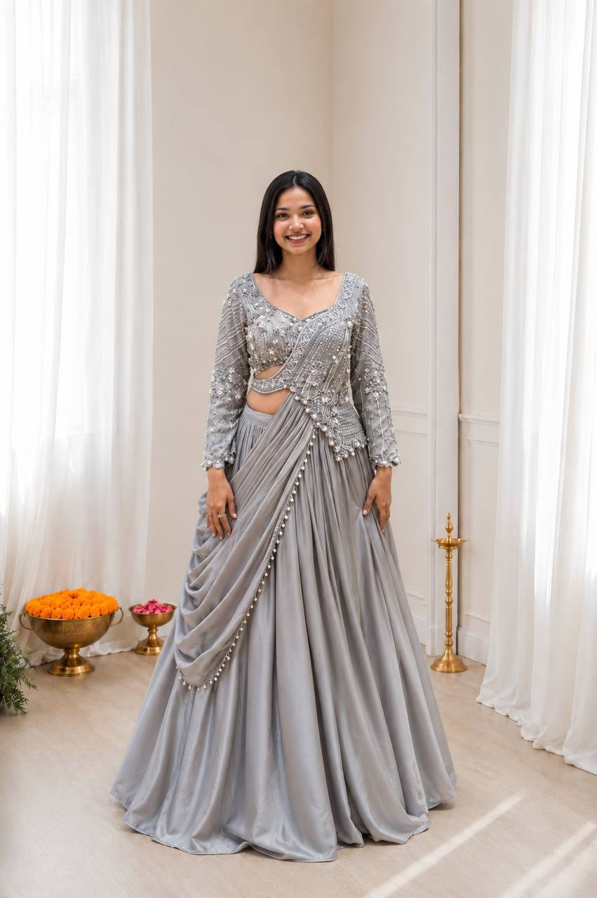 Premium Rangoli Silk Embroidery Sequins Lehenga Choli with Heavy Rangoli Silk Dupatta- Ready to Wear