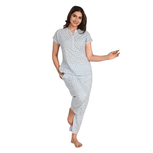 Women's Pure Cotton Penguin Printed Night Suit Top and Pyjama Set