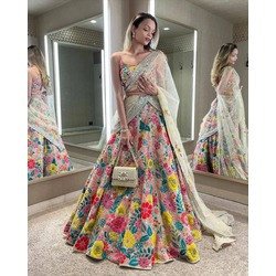 Soft Mono Net Heavy Sequins Embroidered Lehenga