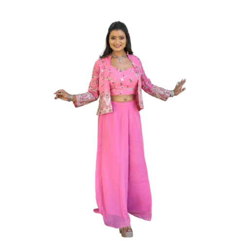 Baby pink sharara set suit for women