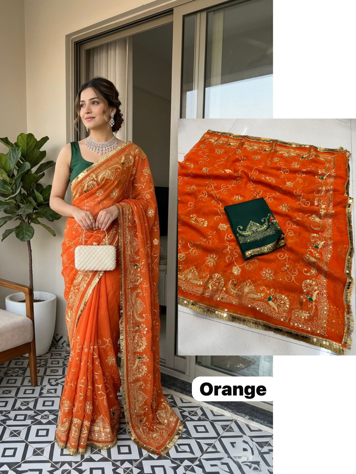 Royal Georgette Darbari Rajputi Saree with Blouse