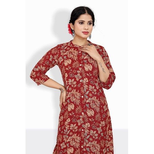 Maroon & Brown Rayon Kurti Fabric – Soft, Elegant & Comfortable Ethnic Material