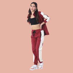 Full Warm Cotton Fleece Women Winter Tracksuit Set – Jacket & Track Pant (2-Piece Set)