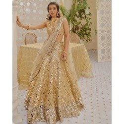 Designer Satin Silk Lehenga with Heavy Sequin & Mirror Embroidery Work |