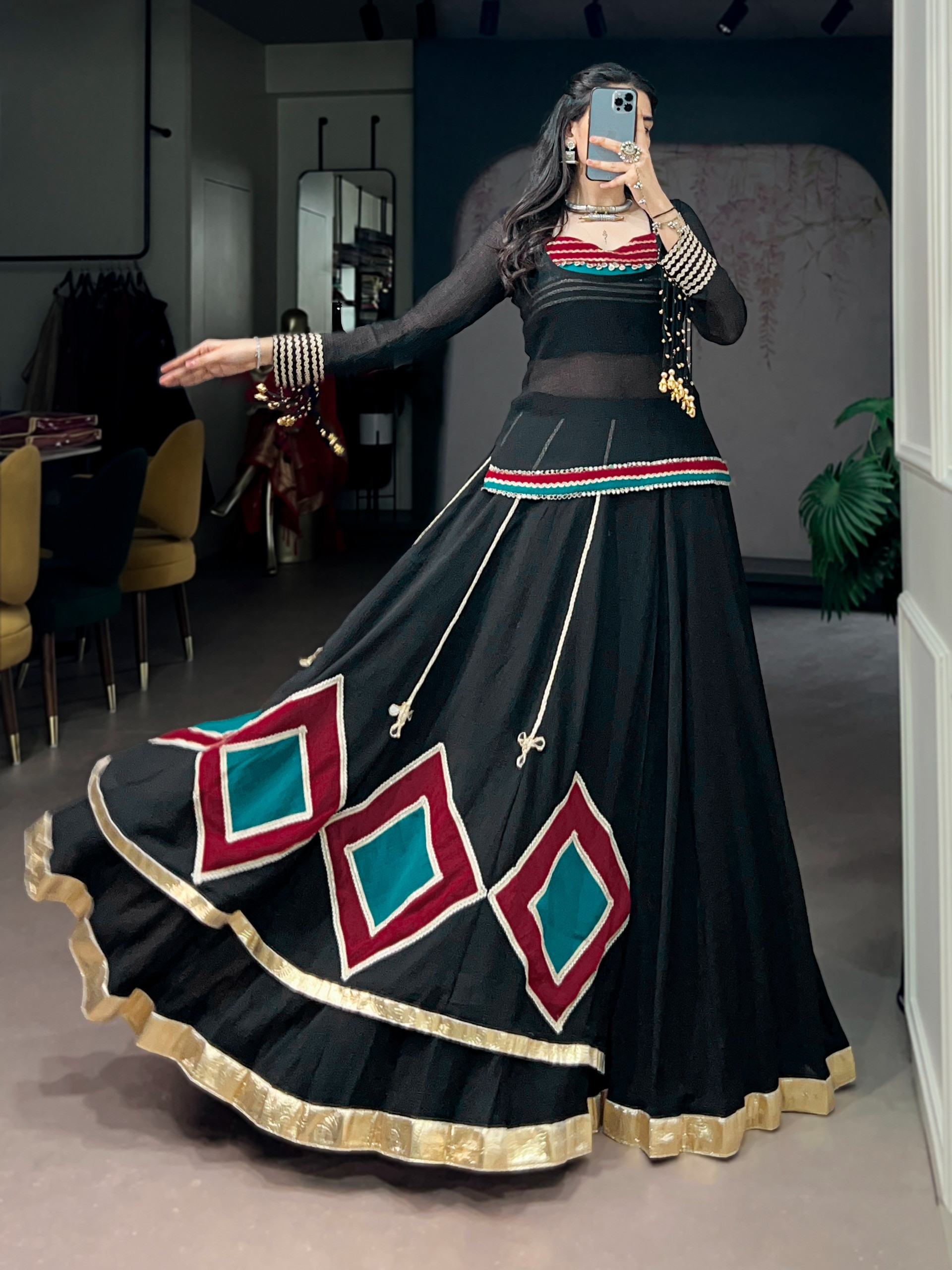 Black Chaniya Choli for Women - Authentic Garba Outfit
