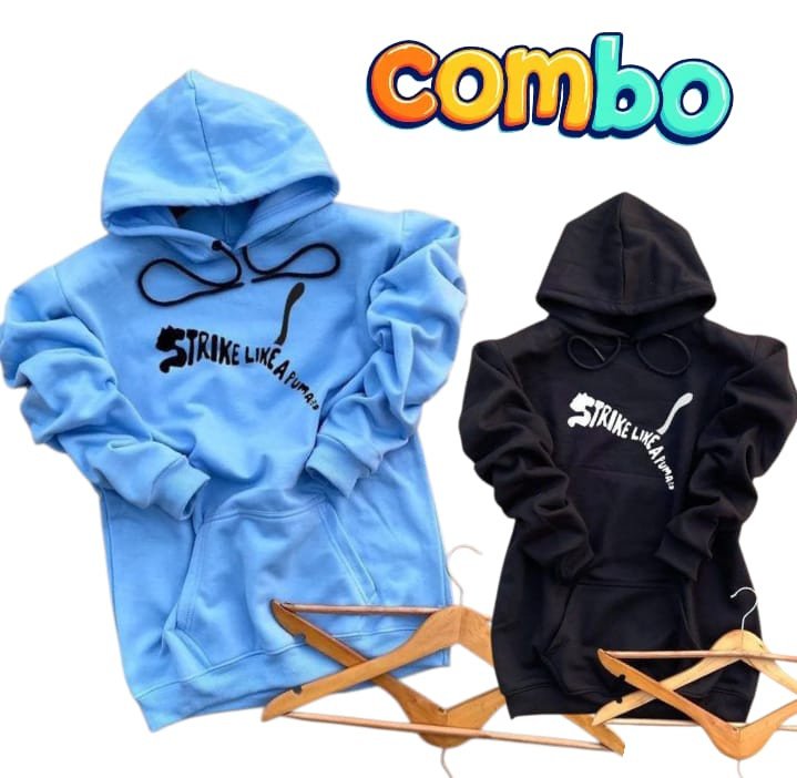 black and sky blue Winter Hoodie combo set