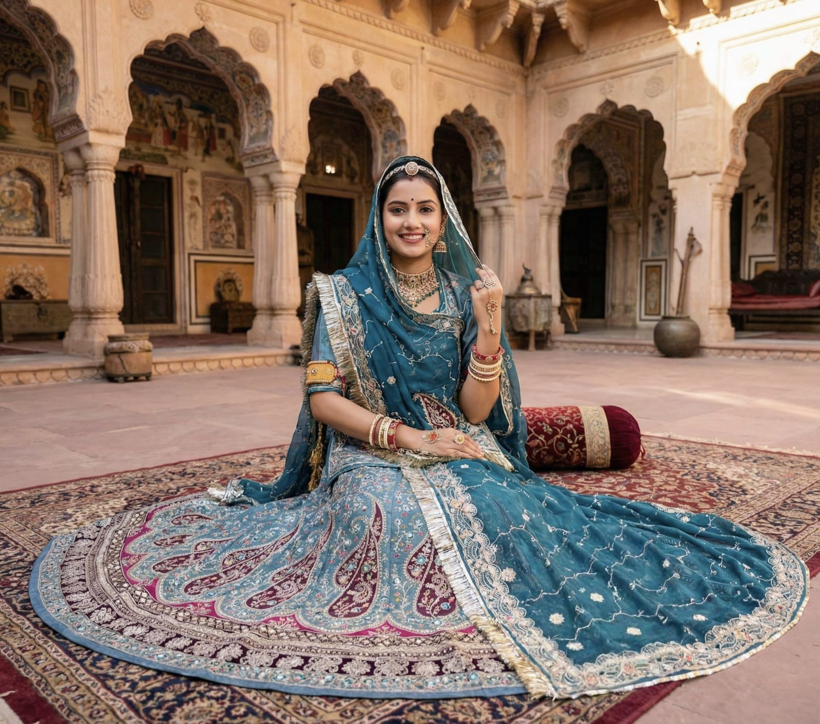 Designer 14 Kali Gher Rajwadi Style Poshak