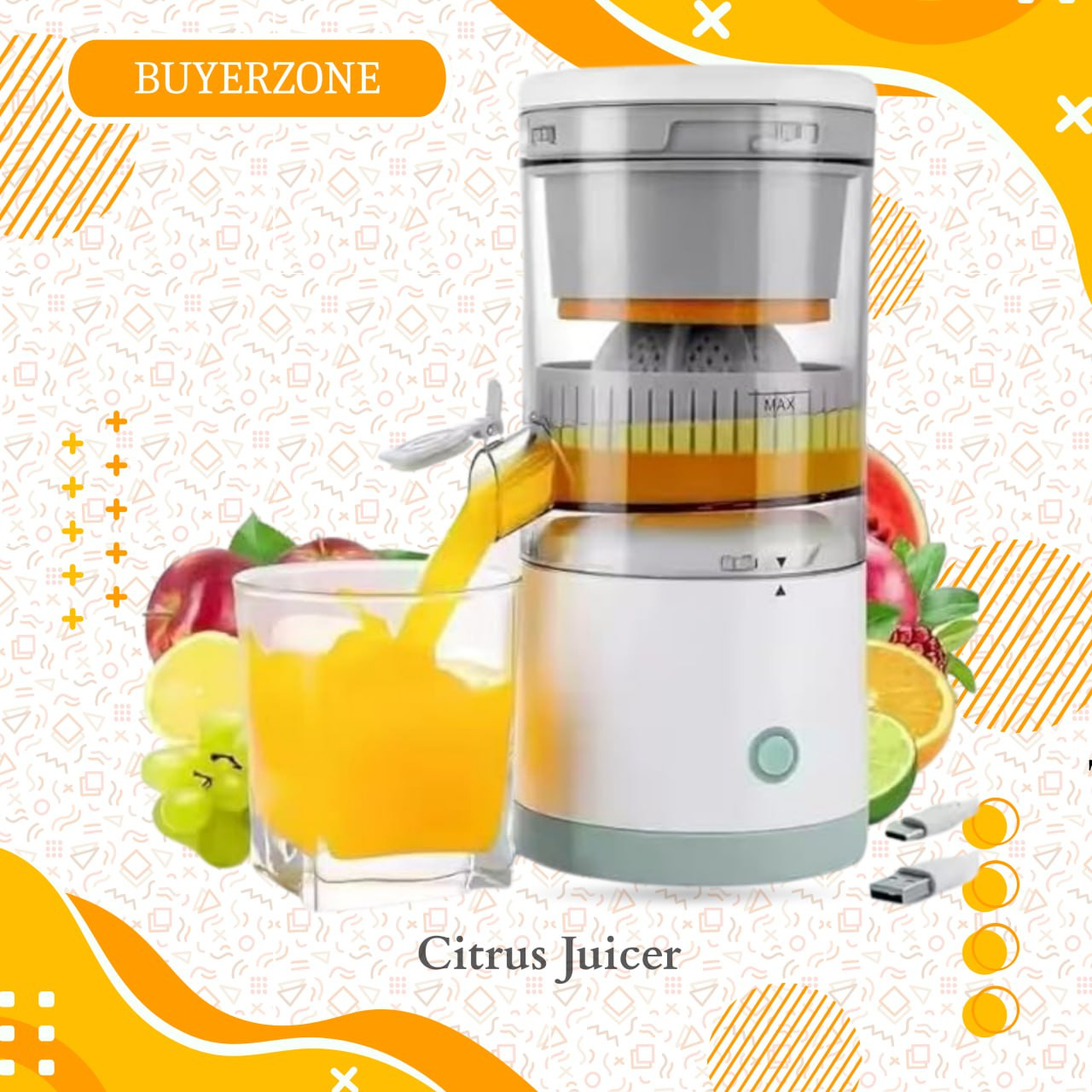 Rechargeable Citrus Juicer - USB Automatic Electric Orange Squeezer