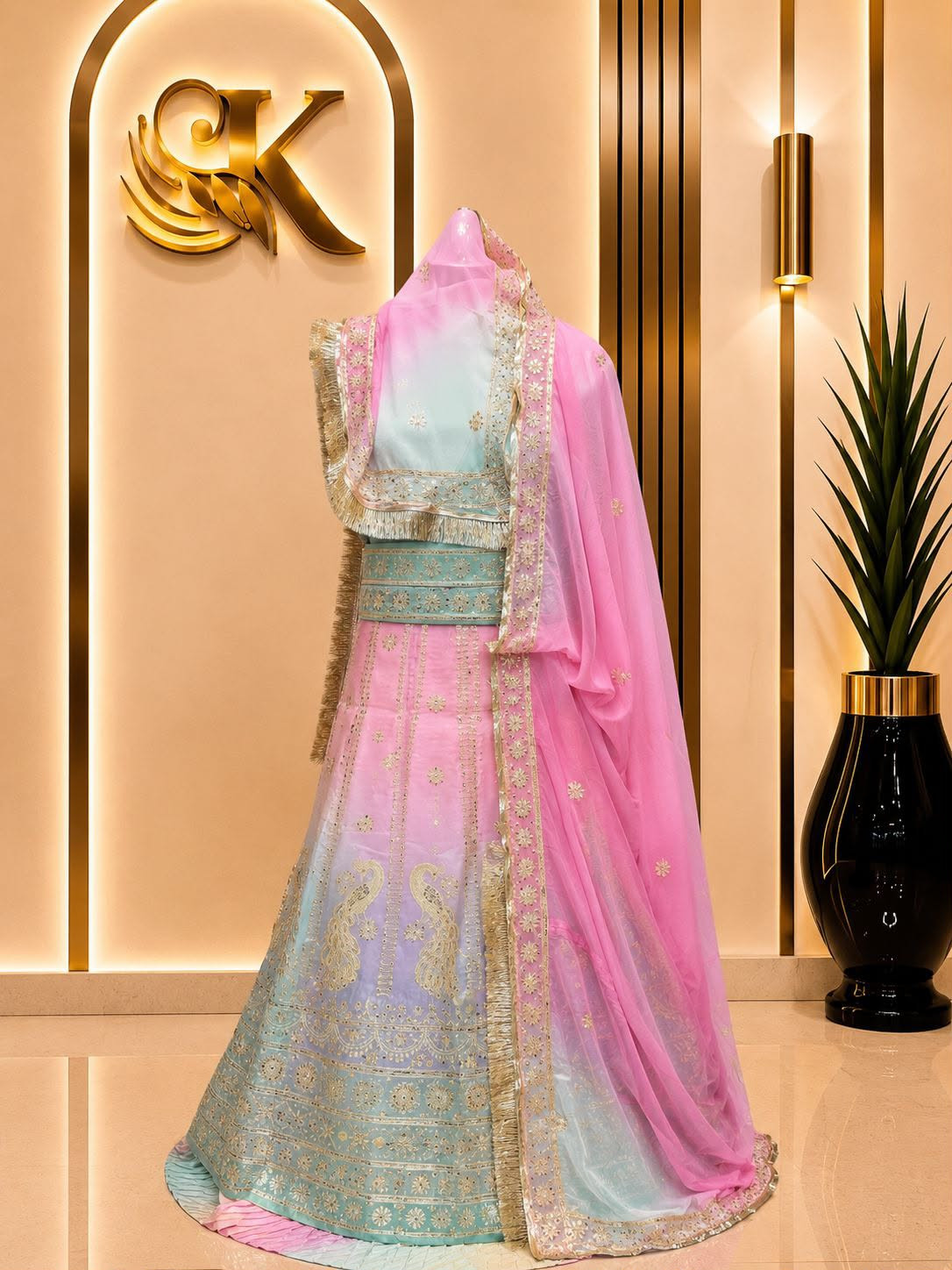 Premium Glass Organza Rajputi Poshak with Heavy Sequence & Zari Work
