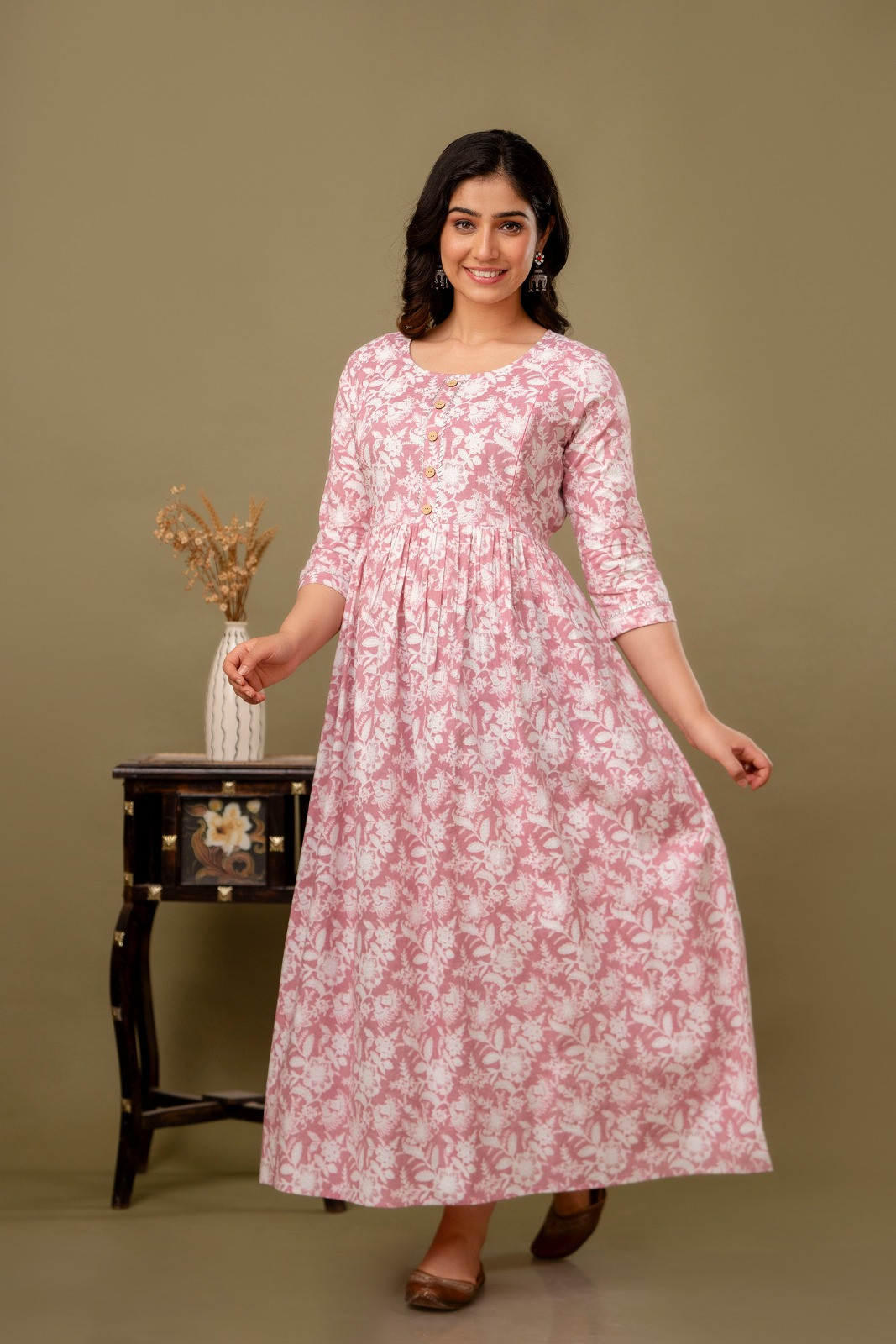 Pink Colour Printed Maternity Feeding Womens Kurti
