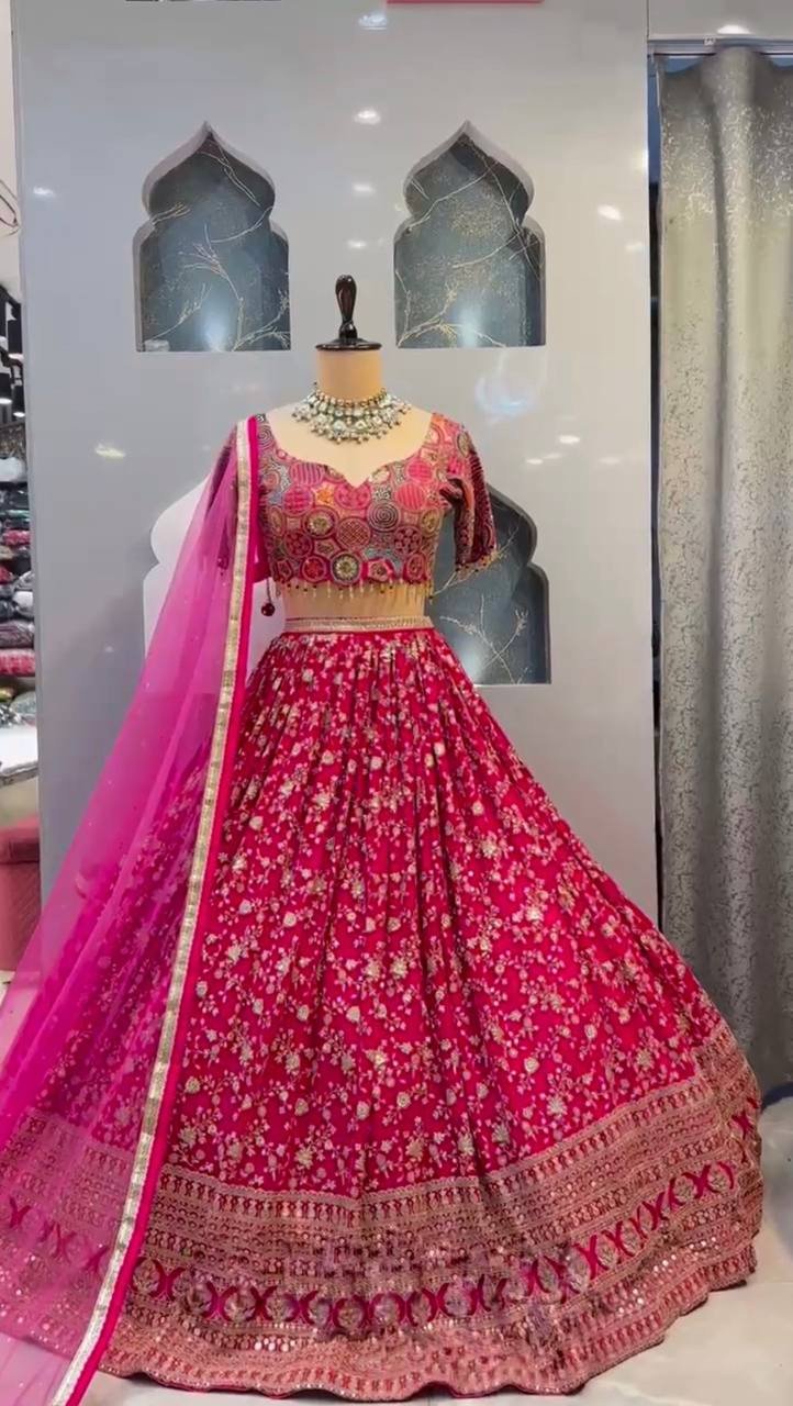 3.5 Meter Flared Lehenga with Sequins Embroidery, Can-Can & Canvas Layers – Glamorous & Comfortable