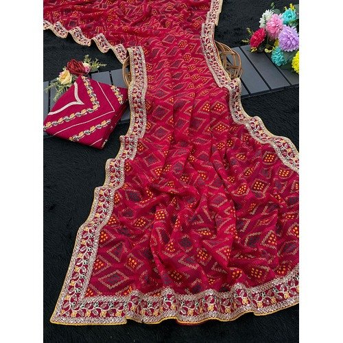 Cheks Tradition Handcrafted Bandhani Sarees For Women