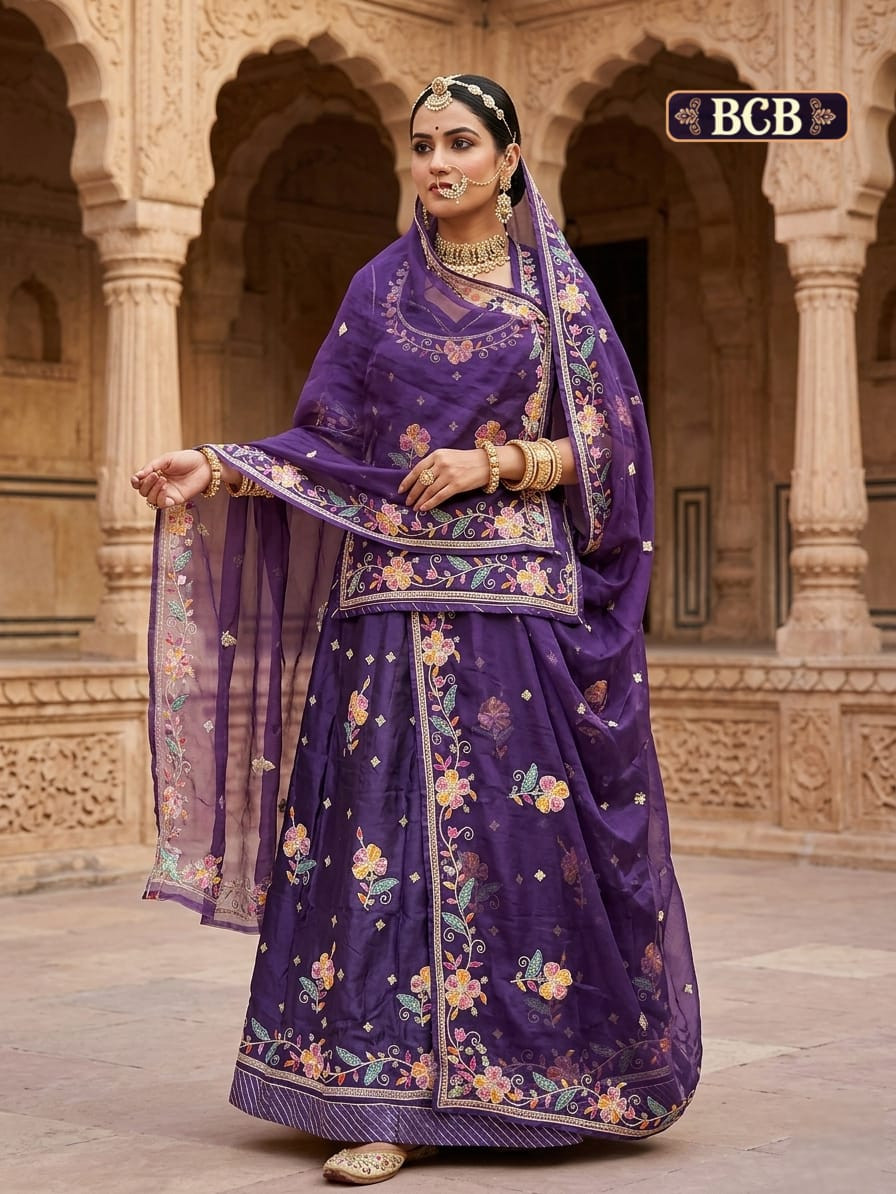 Premium Natural Silk Rajputi Poshak with Japan Tora Odhna | Zari Embroidery Work
