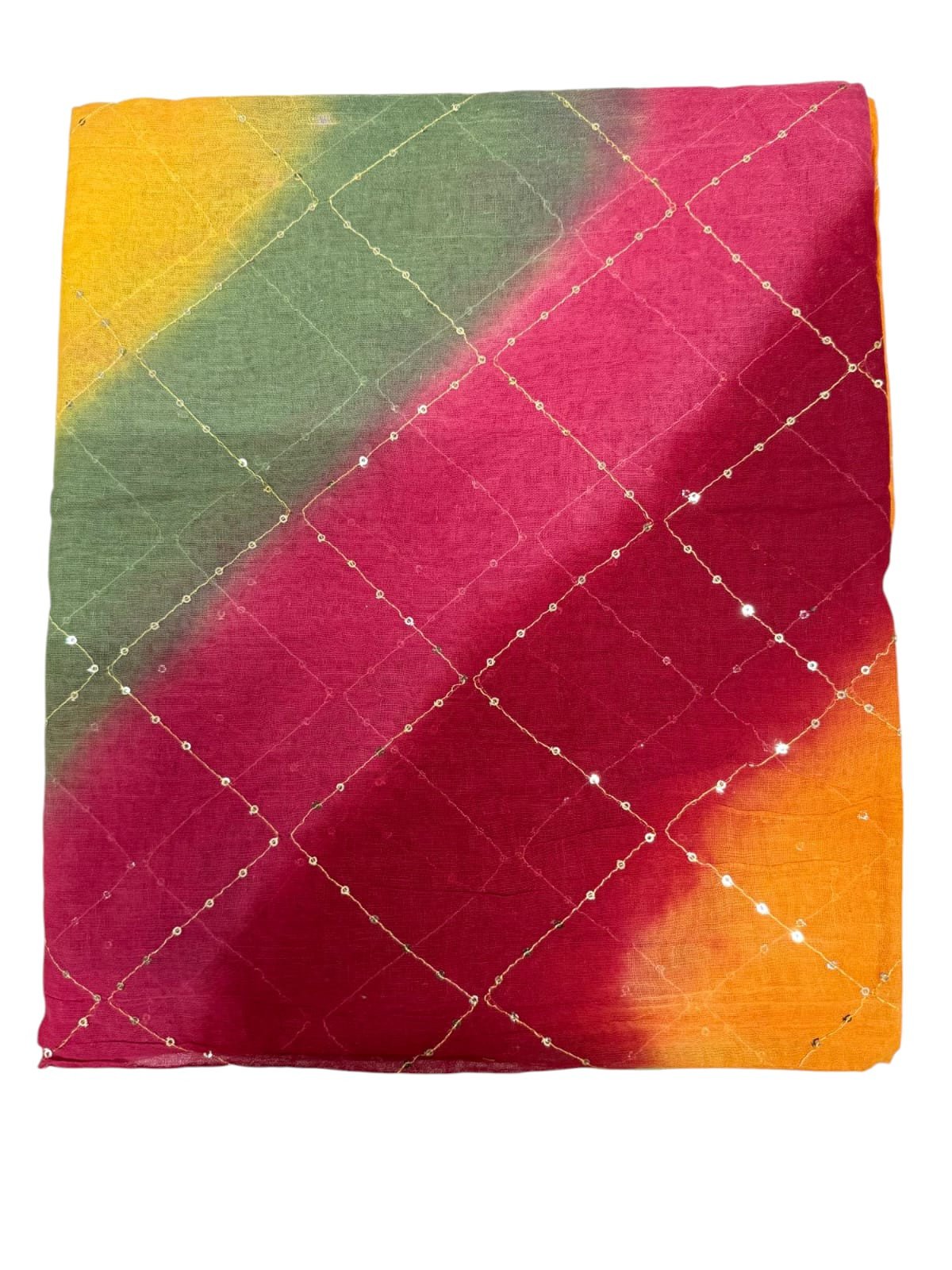 Stylish Sequin Work Cotton Suit with Multicolour Odhna