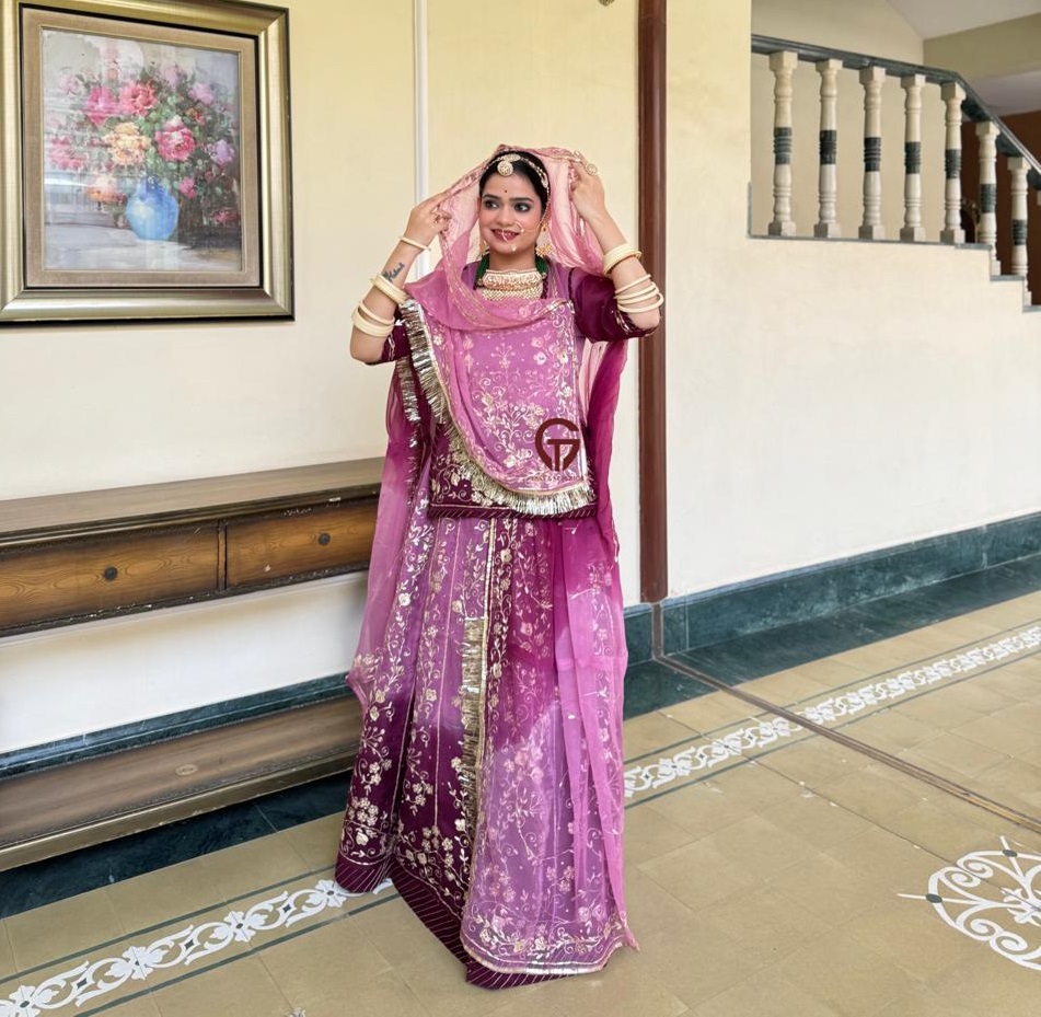 Humrahi Piyor Pink Shaded With Gota Kiren With Zari Kasab Work Poshak