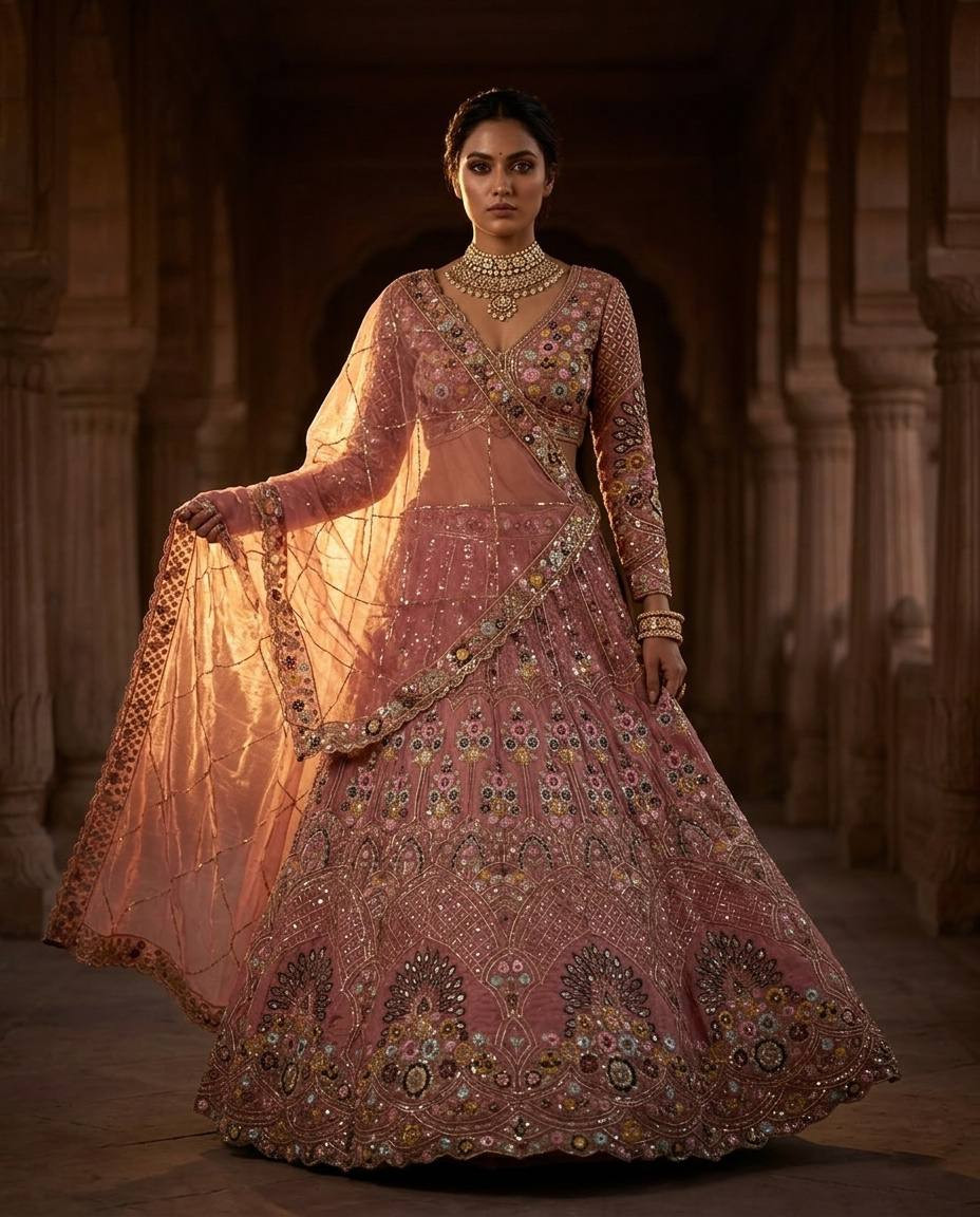 4M Gold Crush Lehenga with Can-Can & Canvas - Designer Indian Wedding Wear