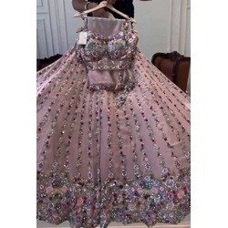 4 Meter Flared Faux Georgette Lehenga – Glamorous Stone & Mirror Embroidery with Can-Can and Canvas Layers