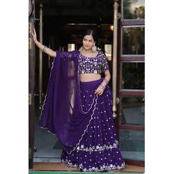 Elegant Embroidered Georgette Semi-Stitched Lehenga Choli with Dupatta Set for Women