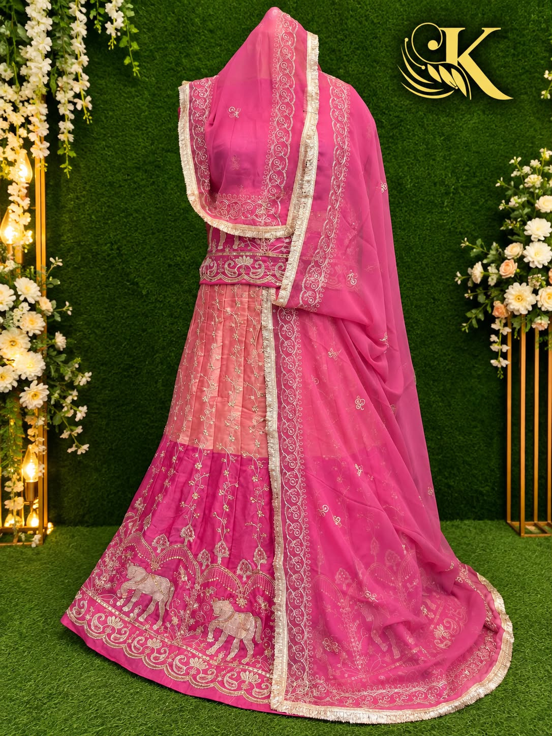 Premium 16 Kali 4 Meter Flared Silk Rajputi Poshak