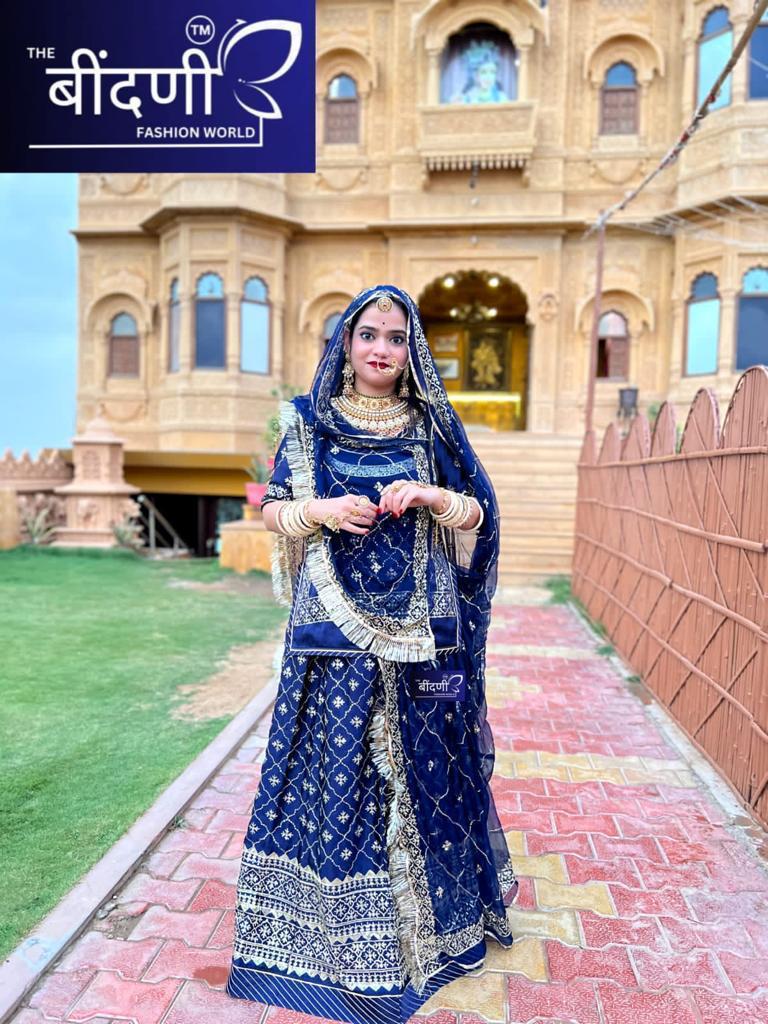 Enchanting Elegance: The Blue Gota Patti Masterpiece (Semi stich)