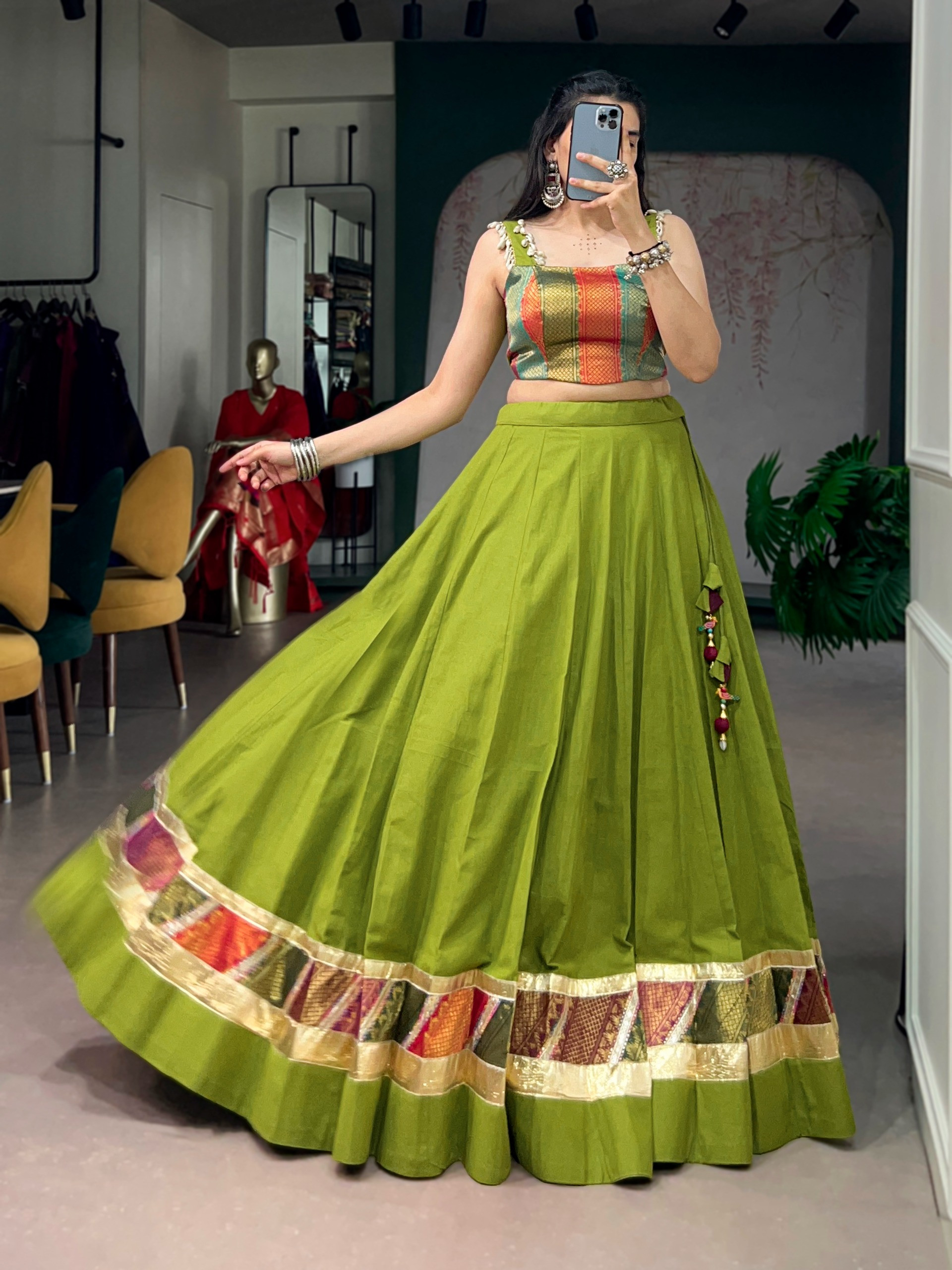 Navratri Raas Zari Lehenga: Vibrant Traditional Indian Skirt for Garba & Festivals