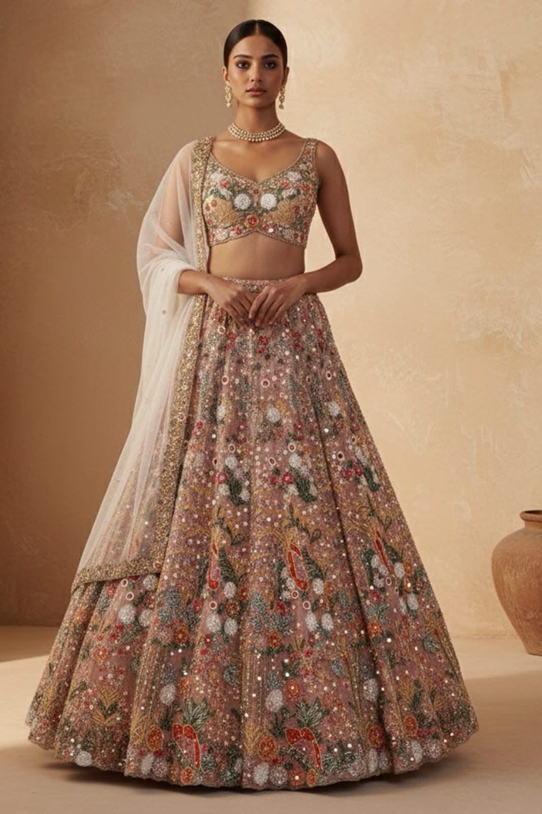 Premium Butterfly Soft Net Multi-Thread Embroidered Lehenga Choli Set