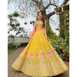 Organza Silk Dupatta Semi-Stitched Designer Lehenga Choli