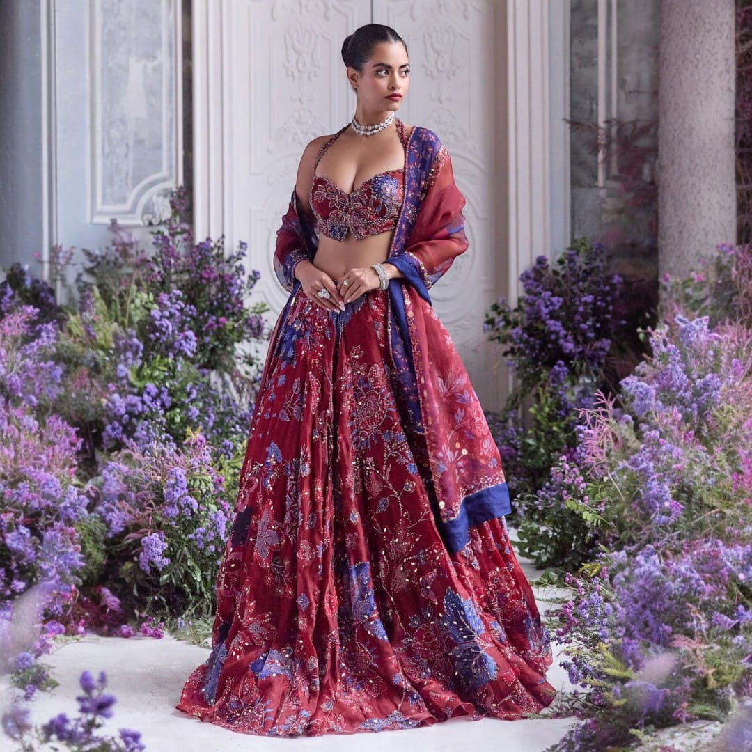 Premium Taby Silk Lehenga Set: Sequins, Hand Mirror Work, 3.5M Flair - Wedding/Festive