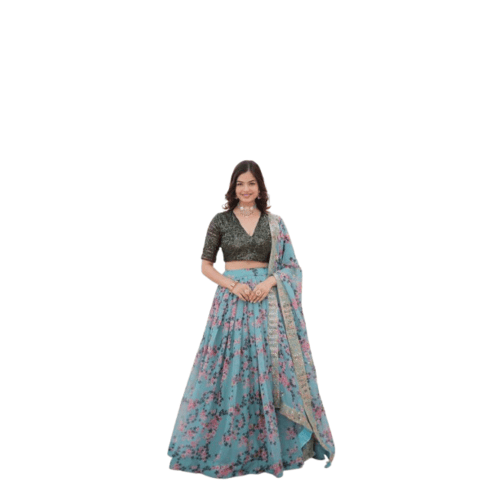 Russian Silk With Rich Digital Printed Lahanga Choli