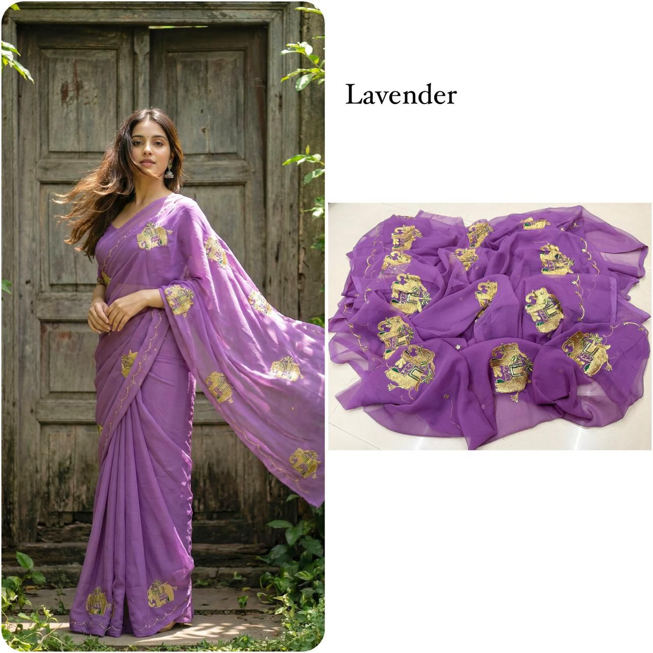 Premium Payor Royal Georgette Saree with Kasab Work Butta – Elegant Party Wear Saree